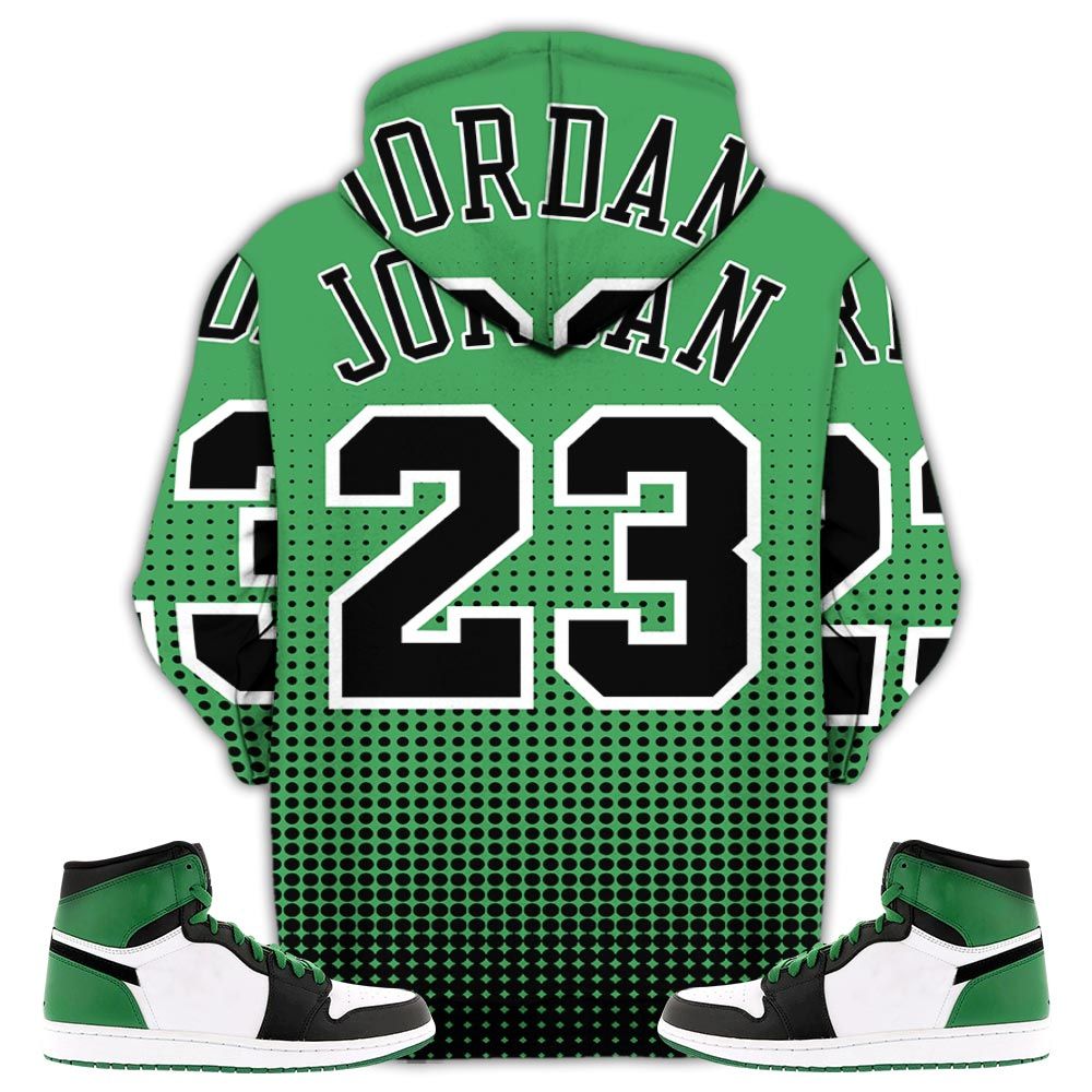 Goat Number 23 Sneaker Shirt Match Lucky Green 1S, Jordan 1 High Og Celtics Hoodie Sweatshirt Tee All Over Print MKO Shirt
