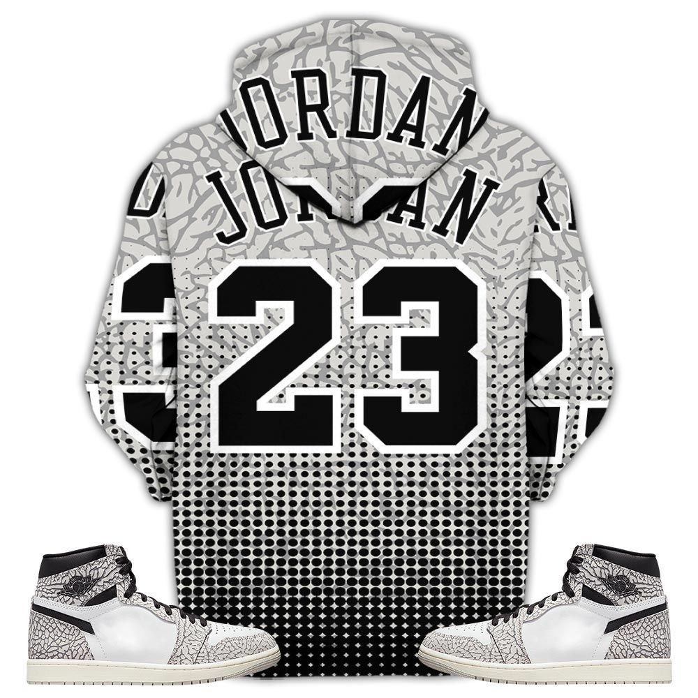 Goat Number 23 Sneaker Shirt Match Og Elephant 1S, Jordan 1 White Cement Hoodie Sweatshirt Tee All Over Print MKO Shirt