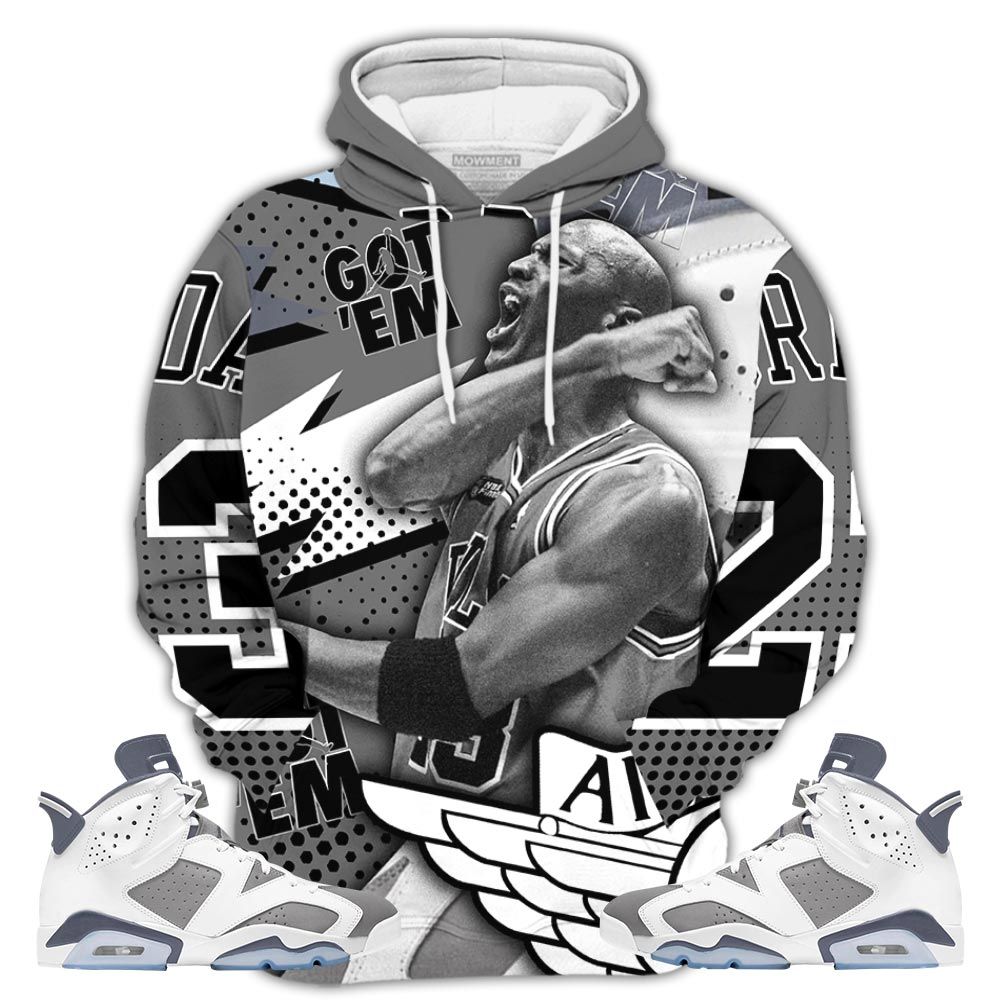 Goat Number 23 Sneaker Shirt Match Retro Cool Grey 6S, Jordan 6 Cool Grey Hoodie Sweatshirt Tee All Over Print MKO Shirt