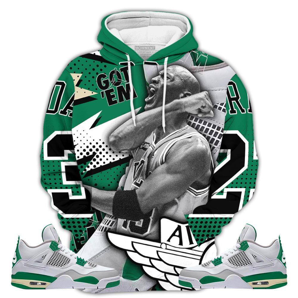 Goat Number 23 Sneaker Shirt Match Retro Pine Green 4S, Jordan 4 Pine Green Hoodie Sweatshirt Tee All Over Print MKO Shirt