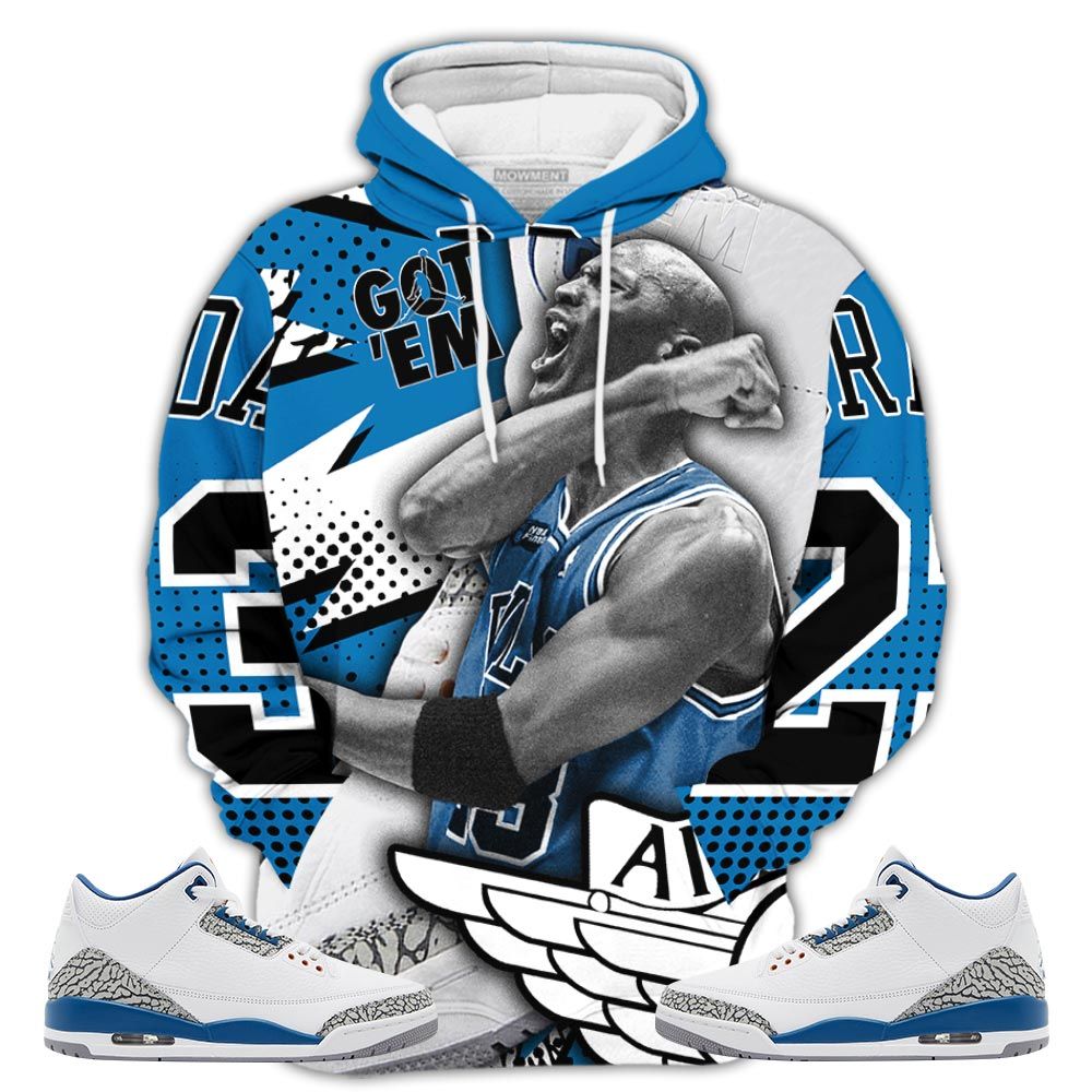 Goat Number 23 Sneaker Shirt Match Wizards 3S, Jordan Retro 3 Wizards Hoodie Sweatshirt Tee All Over Print MKO Shirt