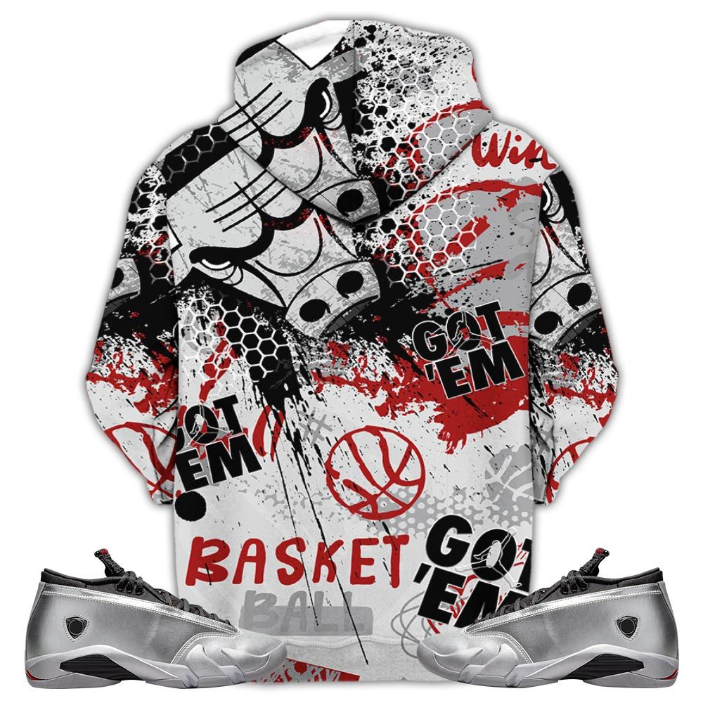 Got Em Basketball Sneaker Shirt Match 14 Low Metallic Silver, Jordan 14 Metallic Silver Hoodie Sweatshirt Tee All Over Print MKO Shirt Got Em Basketball Sneaker Shirt Match 14 Low Metallic Silver, Jordan 14 Metallic Silver Hoodie Sweatshirt Tee All Over Print MKO Shirt