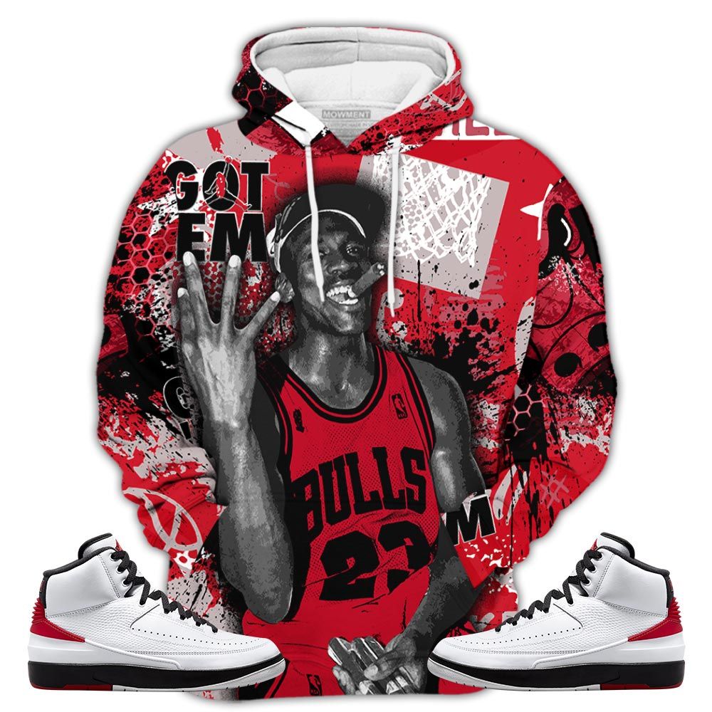 Got Em Basketball Sneaker Shirt Match 2 Chicago Varsity Red, Jordan Retro 2 Chicago Hoodie Sweatshirt Tee All Over Print MKO Shirt
