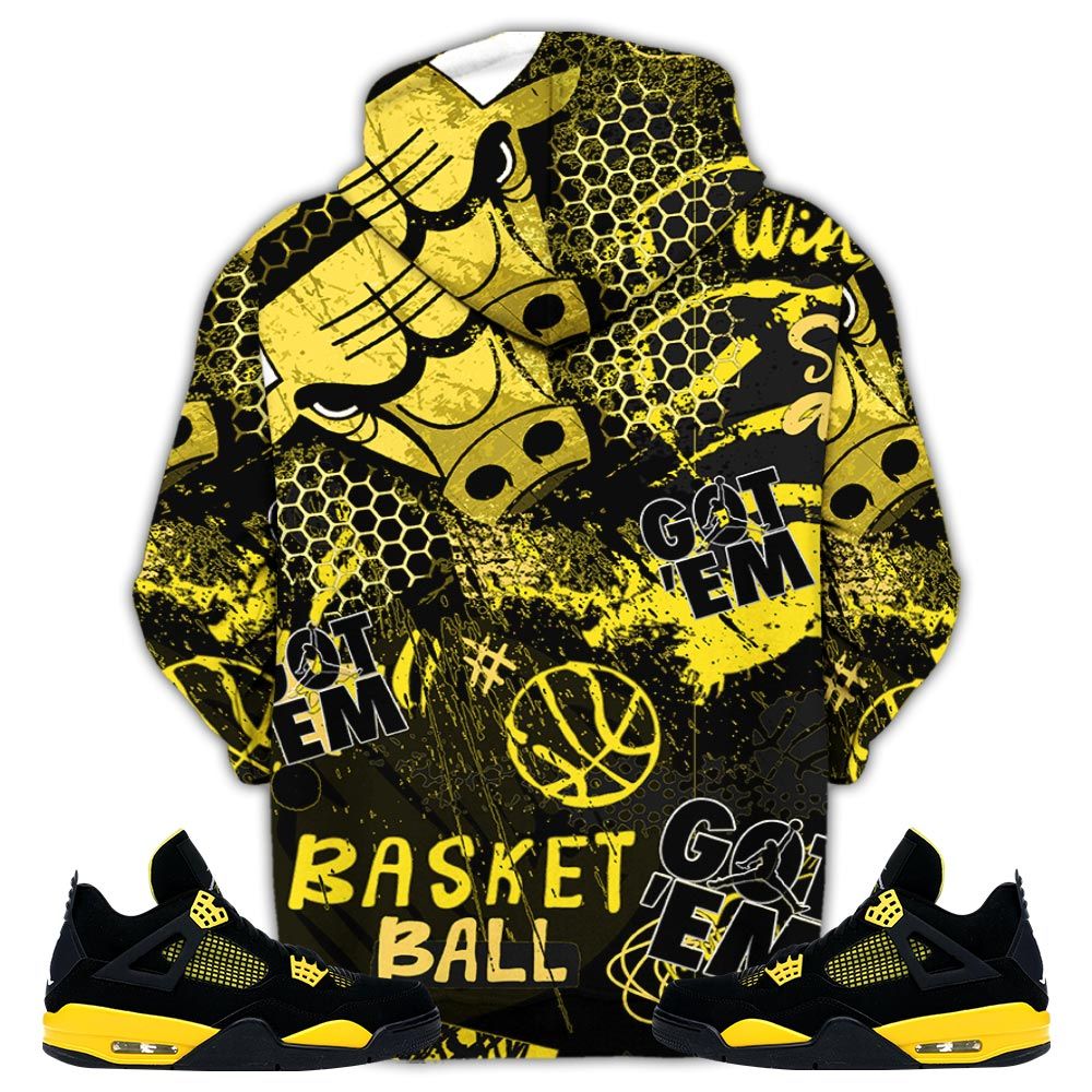 Got Em Basketball Sneaker Shirt Match 2023 Thunder 4S, Jordan Retro 4 Thunder Hoodie Sweatshirt Tee All Over Print MKO Shirt