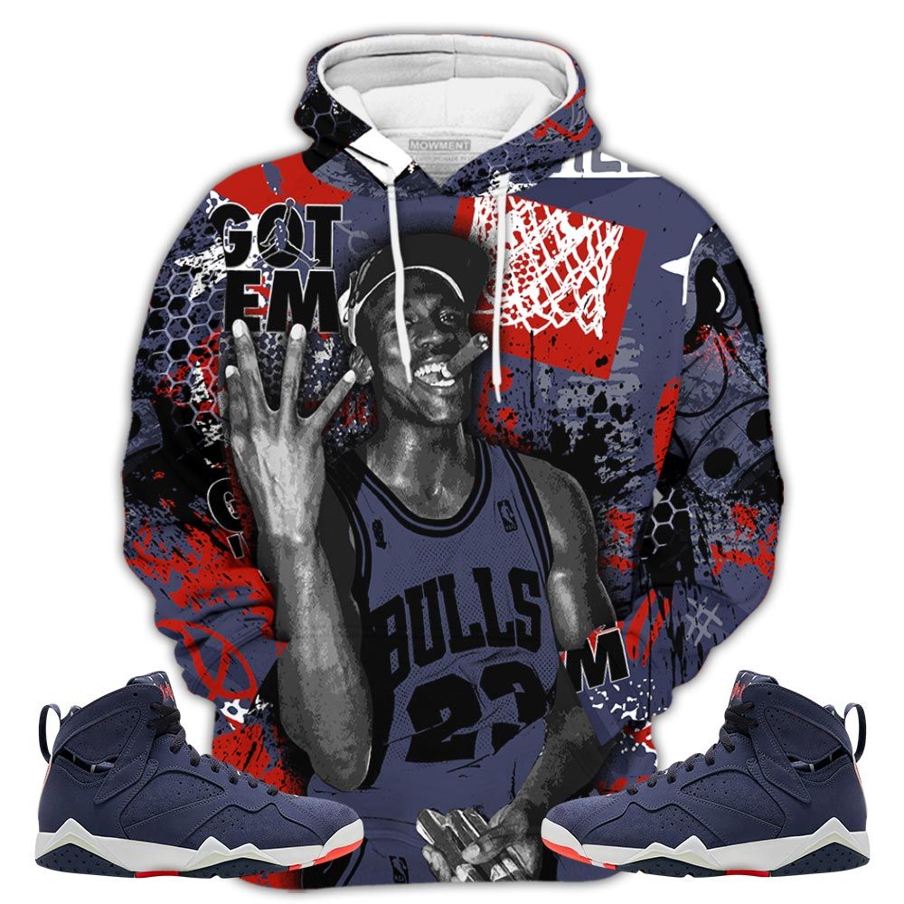 Got Em Basketball Sneaker Shirt Match 7 Neutral Indigo, Jordan 7 Quai 54 Hoodie Sweatshirt Tee All Over Print MKO Shirt Got Em Basketball Sneaker Shirt Match 7 Neutral Indigo, Jordan 7 Quai 54 Hoodie Sweatshirt Tee All Over Print MKO Shirt