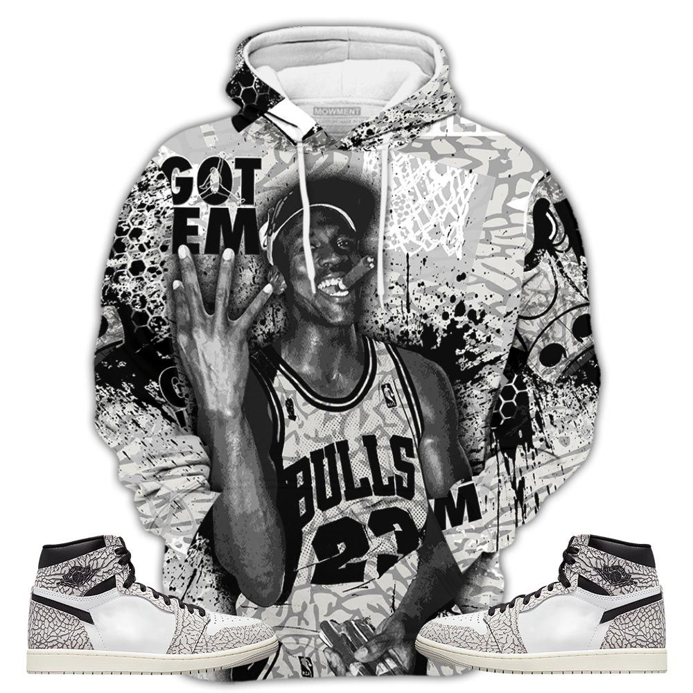 Got Em Basketball Sneaker Shirt Match Og Elephant 1S, Jordan 1 White Cement Hoodie Sweatshirt Tee All Over Print MKO Shirt Got Em Basketball Sneaker Shirt Match Og Elephant 1S, Jordan 1 White Cement Hoodie Sweatshirt Tee All Over Print MKO Shirt
