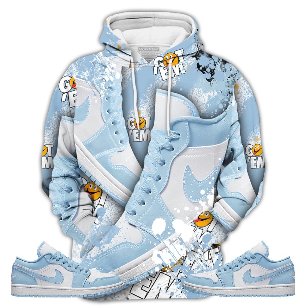 Got Em Jordan Drip Sneaker Shirt Match 1 Low Gets Icy, Jordan 1 Low Ice Blue Hoodie Sweatshirt Tee All Over Print MKO Shirt Got Em Jordan Drip Sneaker Shirt Match 1 Low Gets Icy, Jordan 1 Low Ice Blue Hoodie Sweatshirt Tee All Over Print MKO Shirt