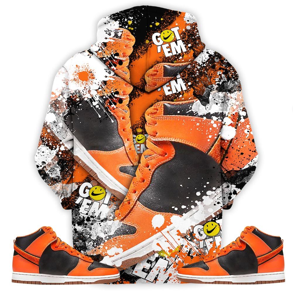 Got Em Jordan Drip Sneaker Shirt Match Dunk Black Orange, Dunk High Gs Safety Orange Hoodie Sweatshirt Tee All Over Print MKO Shirt
