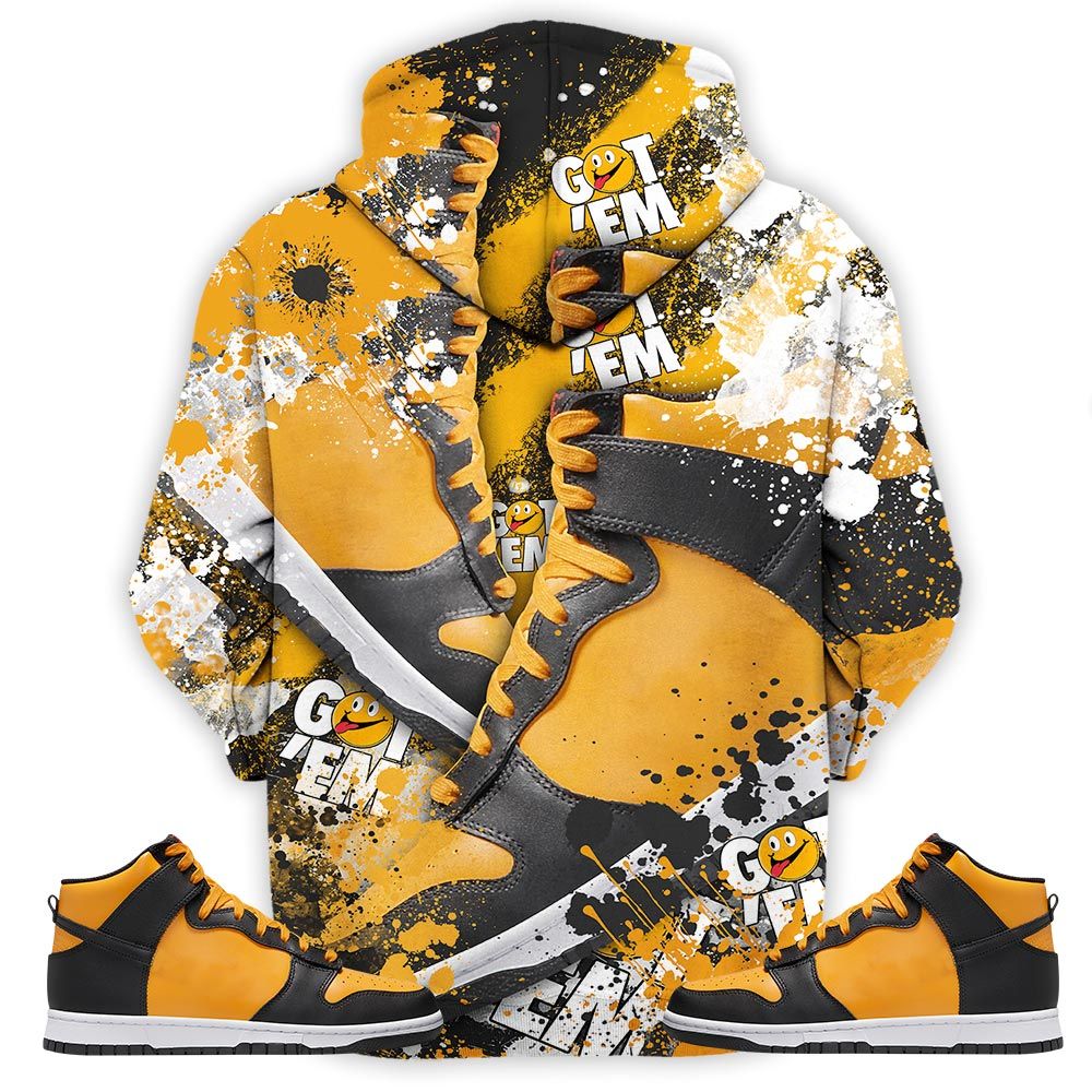 Got Em Jordan Drip Sneaker Shirt Match Dunk Reverse Goldenrod, Dunk High Bruce Lee Hoodie Sweatshirt Tee All Over Print MKO Shirt
