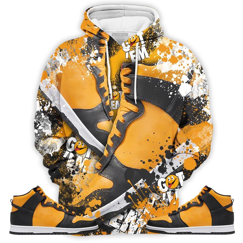 Got Em Jordan Drip Sneaker Shirt Match Dunk Reverse Goldenrod, Dunk High Bruce Lee Hoodie Sweatshirt Tee All Over Print MKO Shirt