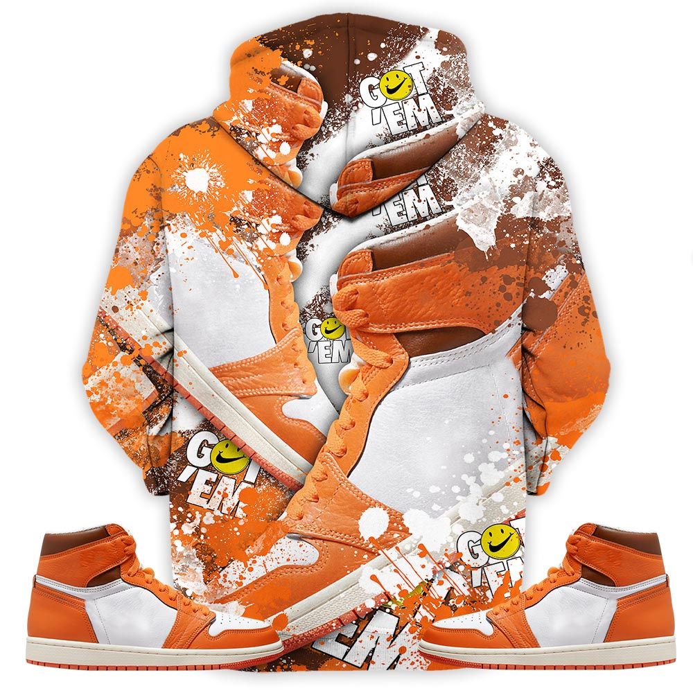 Got Em Jordan Drip Sneaker Shirt Match High Og Starfish 1S, Jordan 1 Retro High Og Starfish Hoodie Sweatshirt Tee All Over Print MKO Shirt