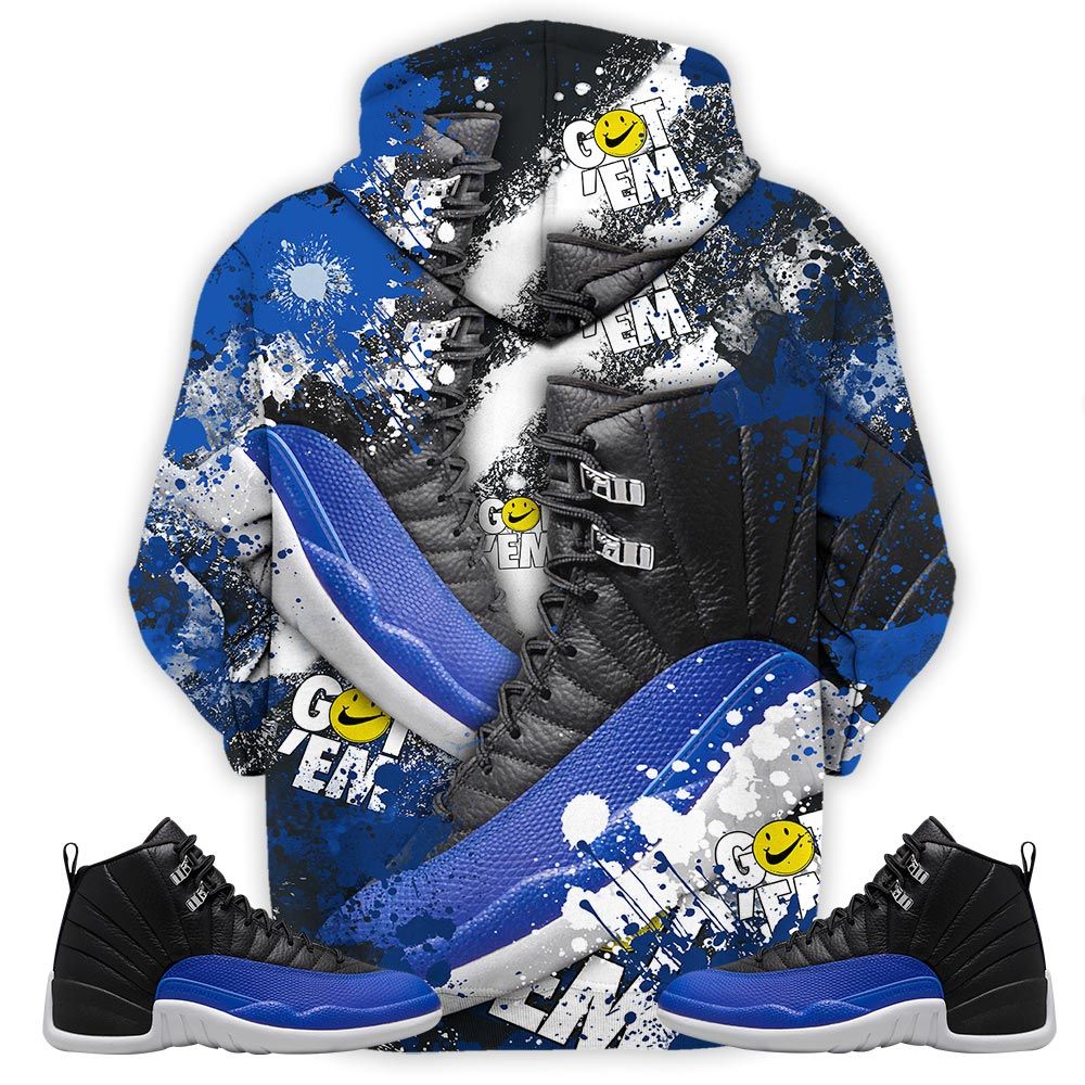 Got Em Jordan Drip Sneaker Shirt Match Hyper Royal 12S, Jordan 12 Hyper Royal Hoodie Sweatshirt Tee All Over Print MKO Shirt