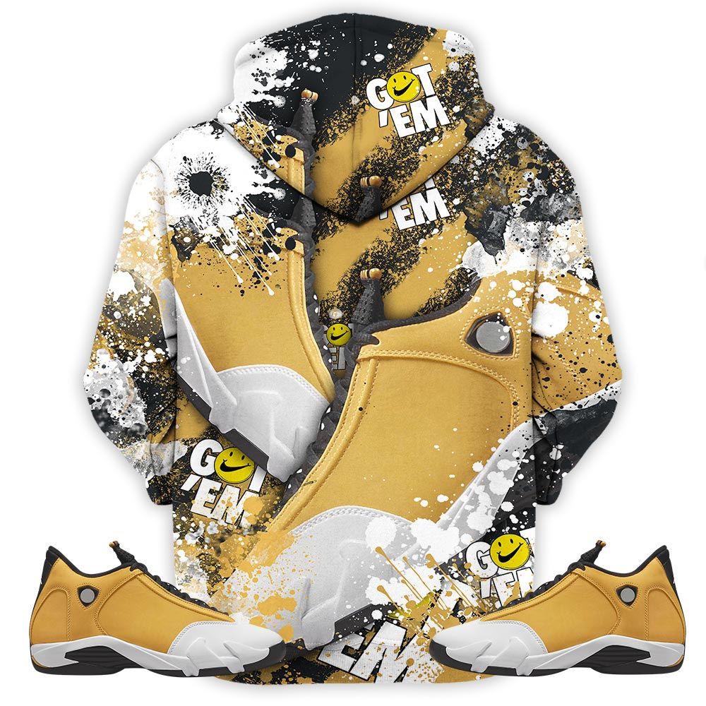 Got Em Jordan Drip Sneaker Shirt Match Light Ginger 14S, Jordan 14 Retro Light Ginger Hoodie Sweatshirt Tee All Over Print MKO Shirt