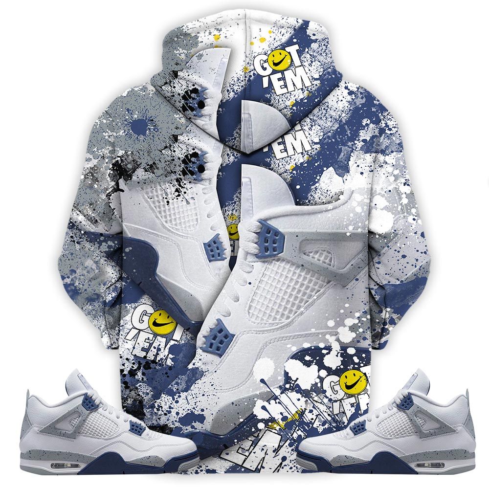 Got Em Jordan Drip Sneaker Shirt Match Midnight Navy 4S, Jordan 4 Retro Midnight Navy Hoodie Sweatshirt Tee All Over Print MKO Shirt