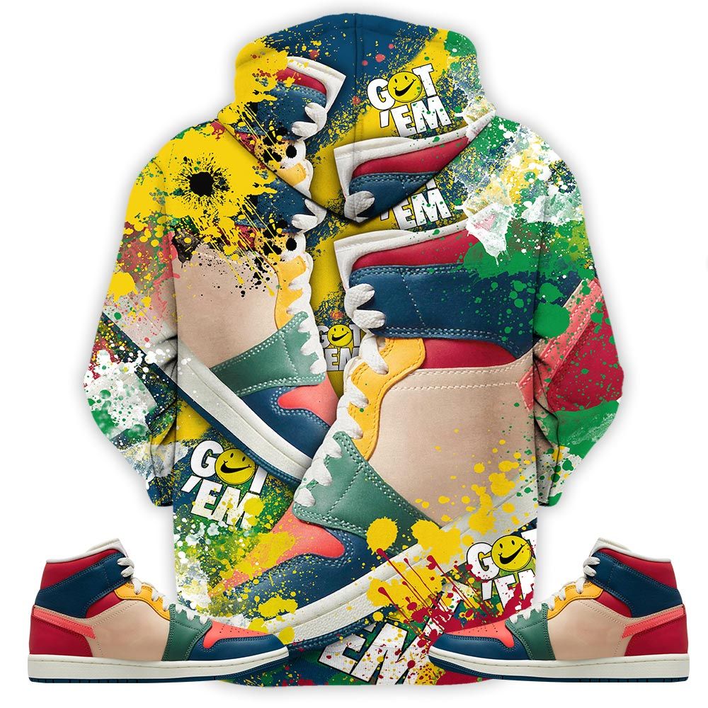 Got Em Jordan Drip Sneaker Shirt Match Multi Color 2022 1S, Jordan 1 Mid Multi Color 2022 Hoodie Sweatshirt Tee All Over Print MKO Shirt