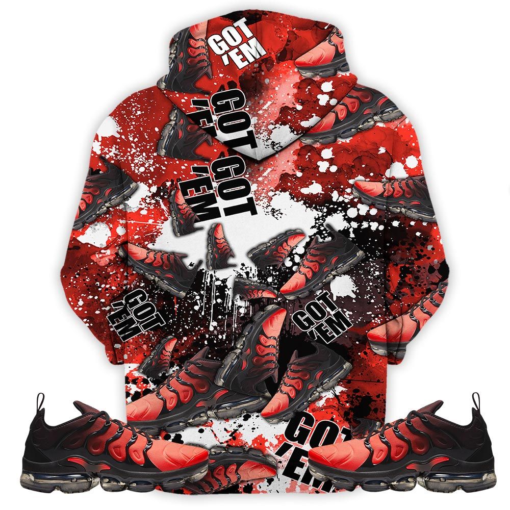 Got Em Jordan Sneaker Shirt Match Vapormax Plus Red Black, Air Vapormax Plus Darth Maul Hoodie Sweatshirt Tee All Over Print MKO Shirt