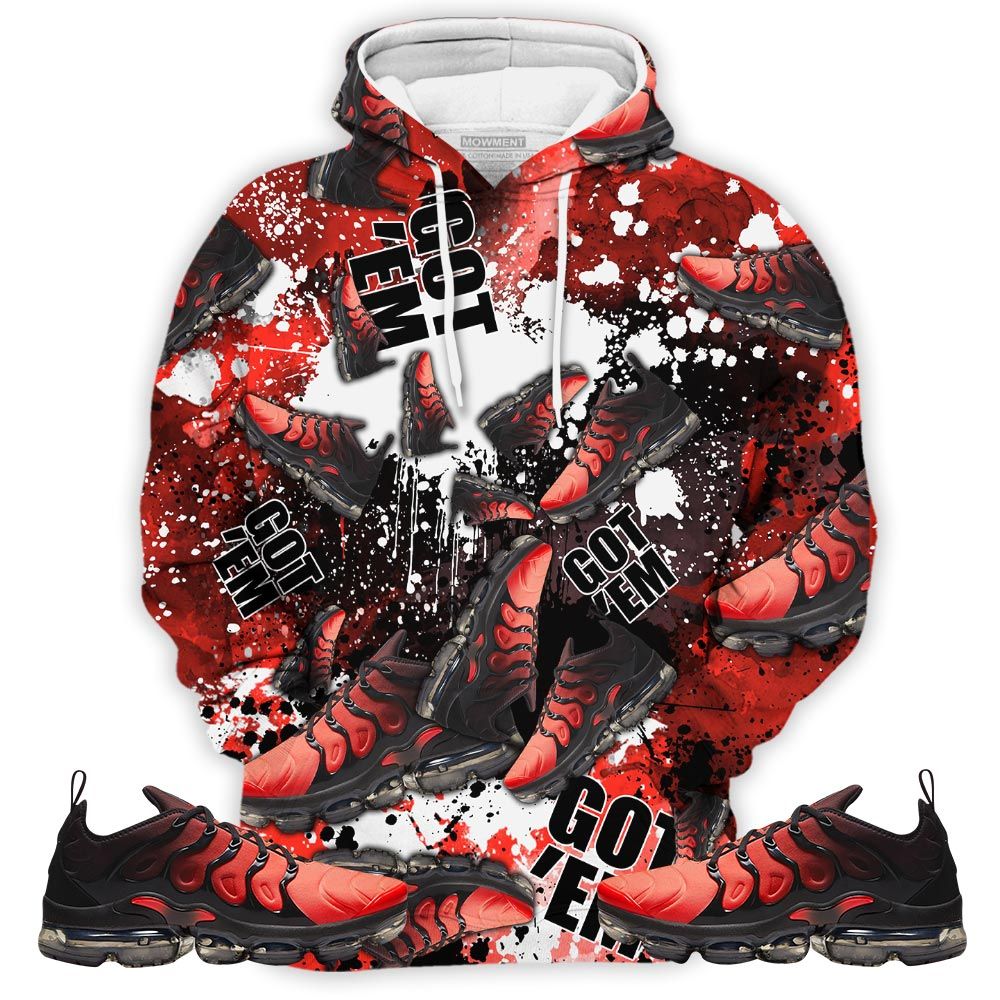 Got Em Jordan Sneaker Shirt Match Vapormax Plus Red Black, Air Vapormax Plus Darth Maul Hoodie Sweatshirt Tee All Over Print MKO Shirt