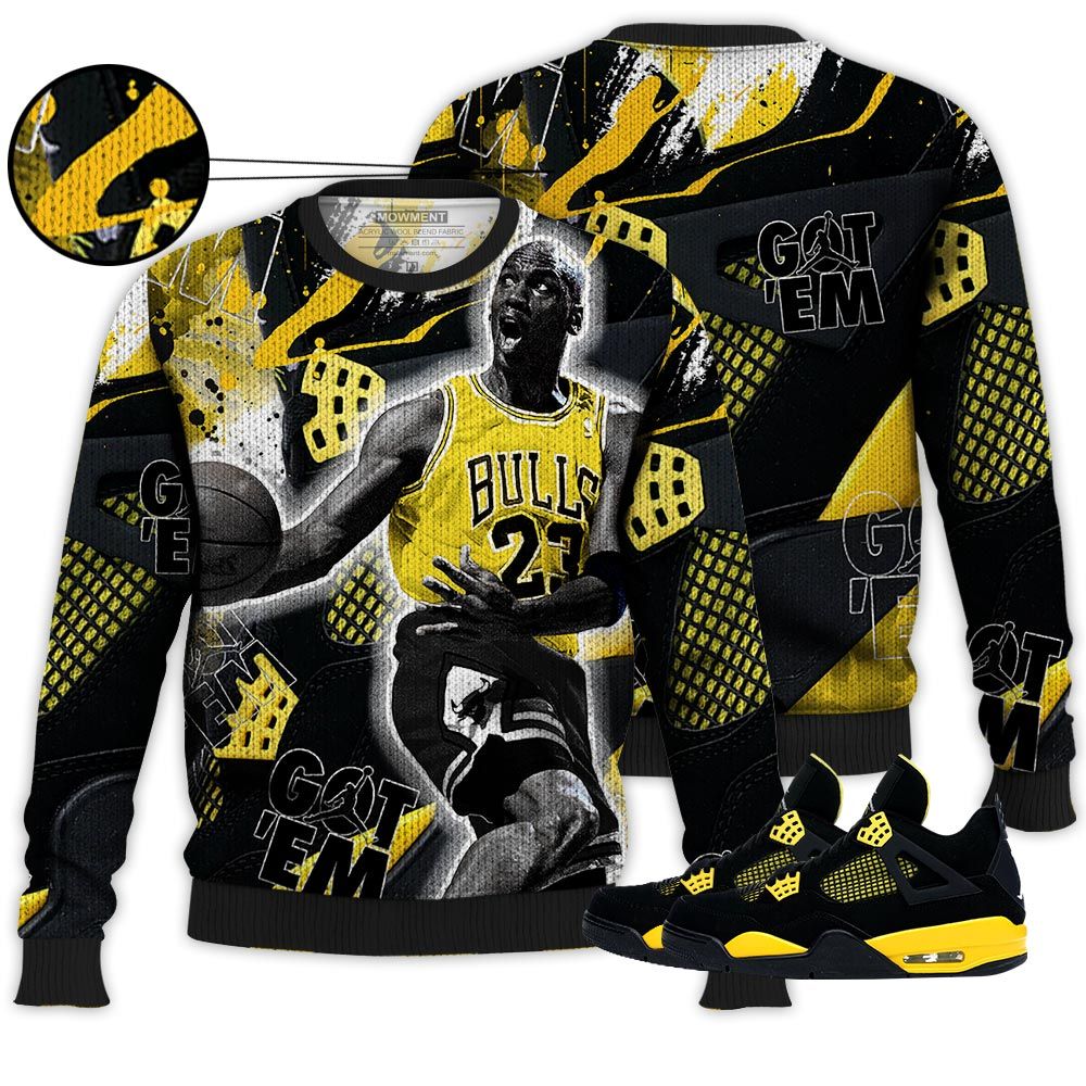 Got Em Shoes Goat Sneaker Shirt Match 2023 Thunder 4S, Jordan Retro 4 Thunder Hoodie Sweatshirt Tee All Over Print MKO Shirt Got Em Shoes Goat Sneaker Shirt Match 2023 Thunder 4S, Jordan Retro 4 Thunder Hoodie Sweatshirt Tee All Over Print MKO Shirt