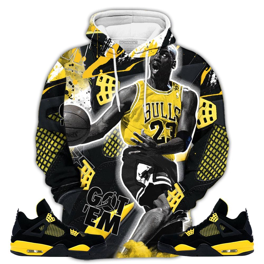Got Em Shoes Goat Sneaker Shirt Match 2023 Thunder 4S, Jordan Retro 4 Thunder Hoodie Sweatshirt Tee All Over Print MKO Shirt Got Em Shoes Goat Sneaker Shirt Match 2023 Thunder 4S, Jordan Retro 4 Thunder Hoodie Sweatshirt Tee All Over Print MKO Shirt