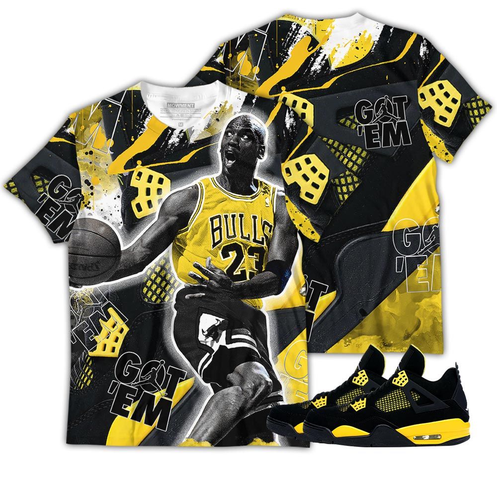 Got Em Shoes Goat Sneaker Shirt Match 2023 Thunder 4S, Jordan Retro 4 Thunder Hoodie Sweatshirt Tee All Over Print MKO Shirt Got Em Shoes Goat Sneaker Shirt Match 2023 Thunder 4S, Jordan Retro 4 Thunder Hoodie Sweatshirt Tee All Over Print MKO Shirt