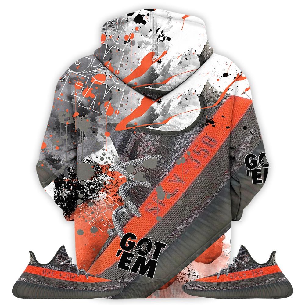 Got Em Shoes Goat Sneaker Shirt Match Boots 350 V2 Dark Beluga, Yeezy 350 V2 Carbon Beluga Hoodie Sweatshirt Tee All Over Print MKO Shirt