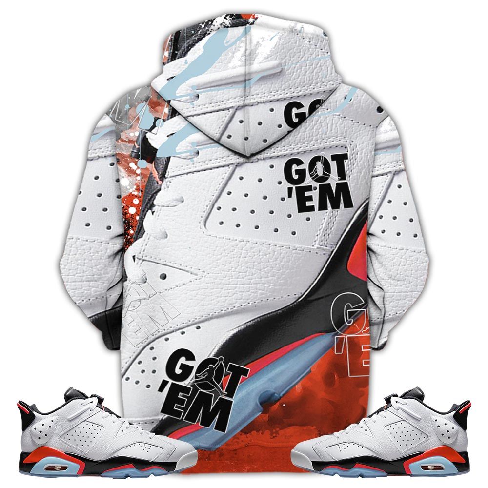Got Em Shoes Goat Sneaker Shirt Match Golf White Infrared 6S, Jordan 6 Low Infrared Hoodie Sweatshirt Tee All Over Print MKO Shirt