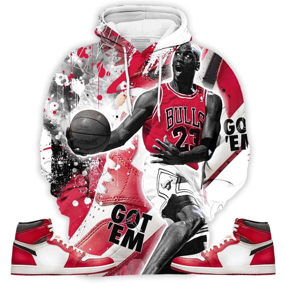 Got Em Shoes Goat Sneaker Shirt Match High Og Chicago 1S, Jordan 1 Lost Found Chicago Hoodie Sweatshirt Tee All Over Print MKO Shirt