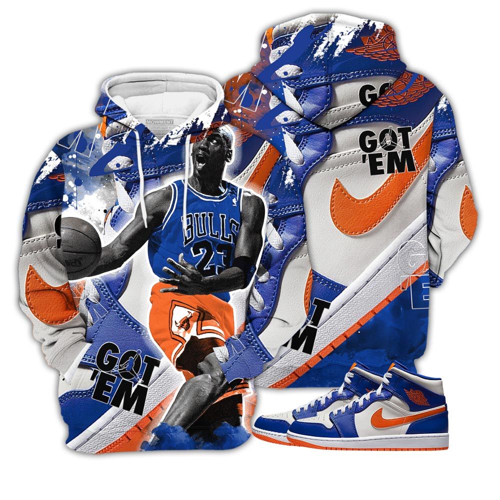 Got Em Shoes Goat Sneaker Shirt Match Mid Knicks 1S, Jordan 1 Mid Knicks Hoodie Sweatshirt Tee All Over Print MKO Shirt Got Em Shoes Goat Sneaker Shirt Match Mid Knicks 1S, Jordan 1 Mid Knicks Hoodie Sweatshirt Tee All Over Print MKO Shirt