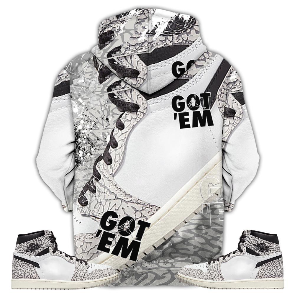 Got Em Shoes Goat Sneaker Shirt Match Og Elephant 1S, Jordan 1 White Cement Hoodie Sweatshirt Tee All Over Print MKO Shirt Got Em Shoes Goat Sneaker Shirt Match Og Elephant 1S, Jordan 1 White Cement Hoodie Sweatshirt Tee All Over Print MKO Shirt