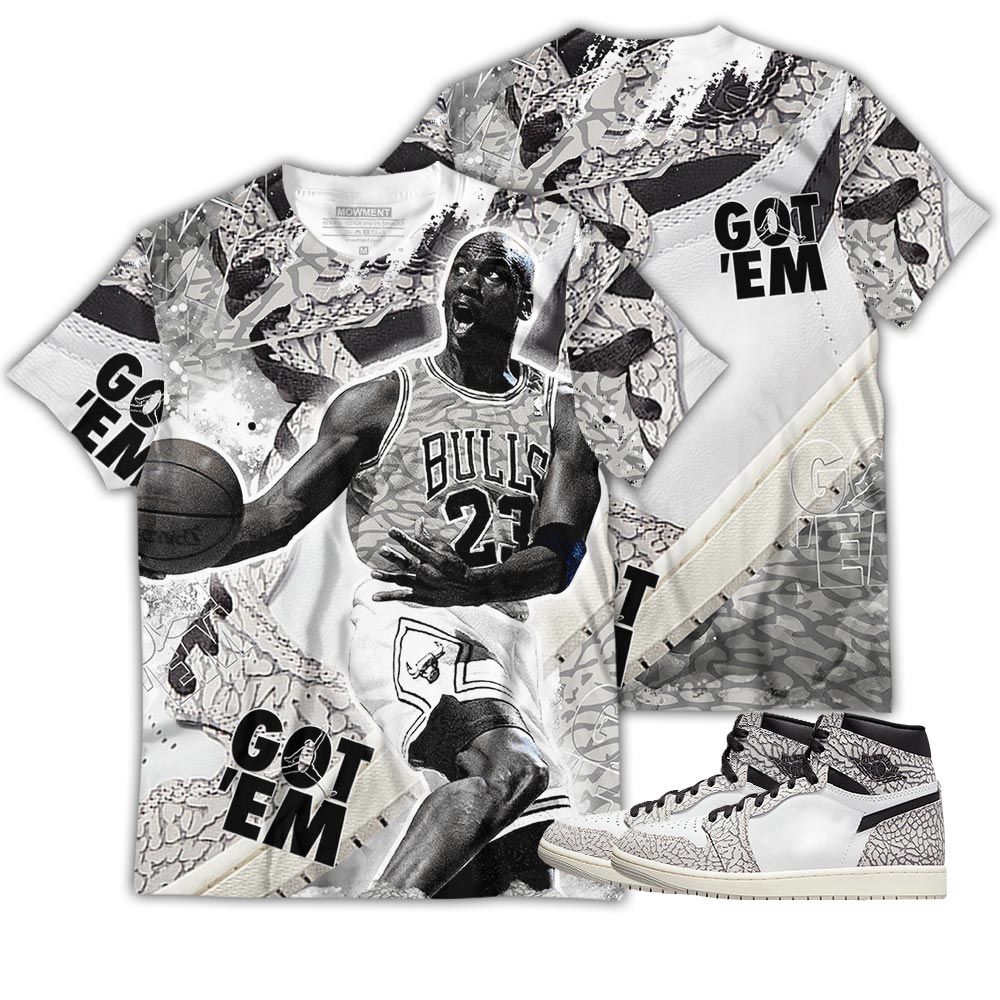 Got Em Shoes Goat Sneaker Shirt Match Og Elephant 1S, Jordan 1 White Cement Hoodie Sweatshirt Tee All Over Print MKO Shirt Got Em Shoes Goat Sneaker Shirt Match Og Elephant 1S, Jordan 1 White Cement Hoodie Sweatshirt Tee All Over Print MKO Shirt