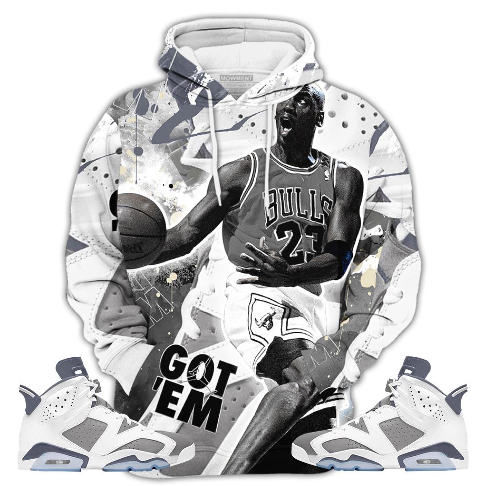 Got Em Shoes Goat Sneaker Shirt Match Retro Cool Grey 6S, Jordan 6 Cool Grey Hoodie Sweatshirt Tee All Over Print MKO Shirt