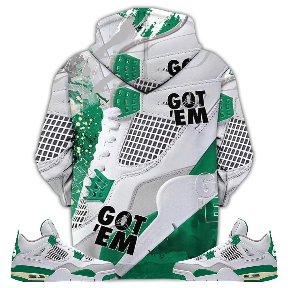Got Em Shoes Goat Sneaker Shirt Match Retro Pine Green 4S, Jordan 4 Pine Green Hoodie Sweatshirt Tee All Over Print MKO Shirt