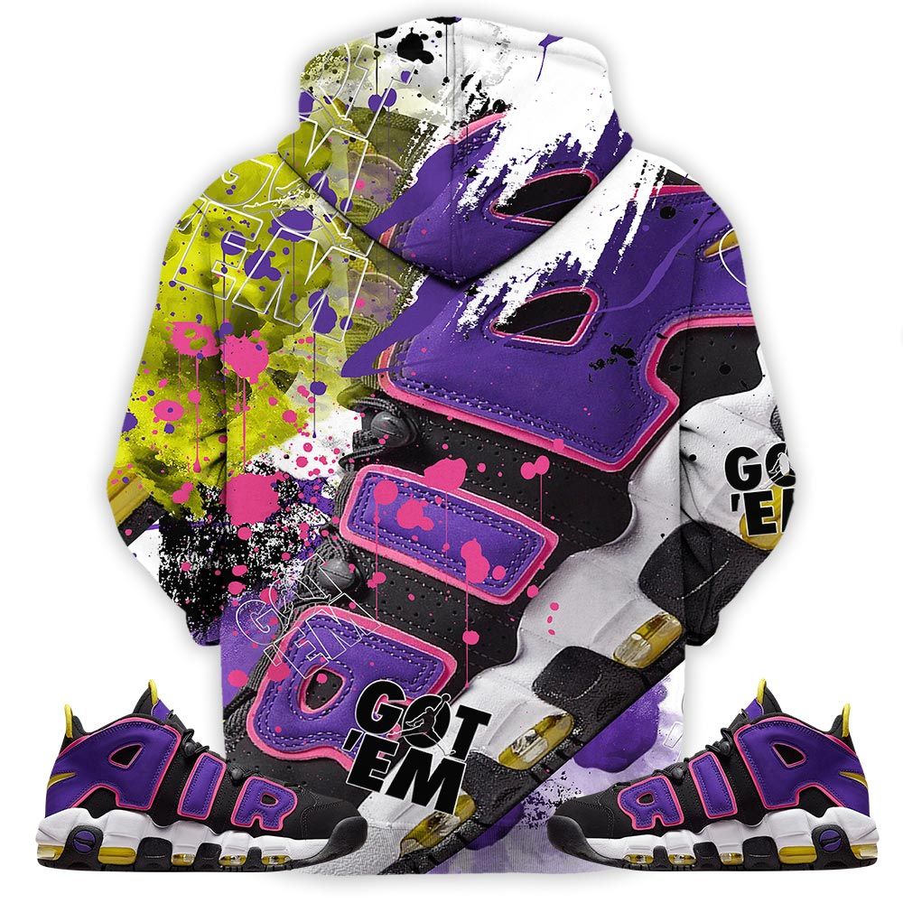 Got Em Shoes Goat Sneaker Shirt Match Uptempo Black Multi Color, Air More Uptempo Black Court Purple Hoodie Sweatshirt Tee All Over Print MKO Shirt