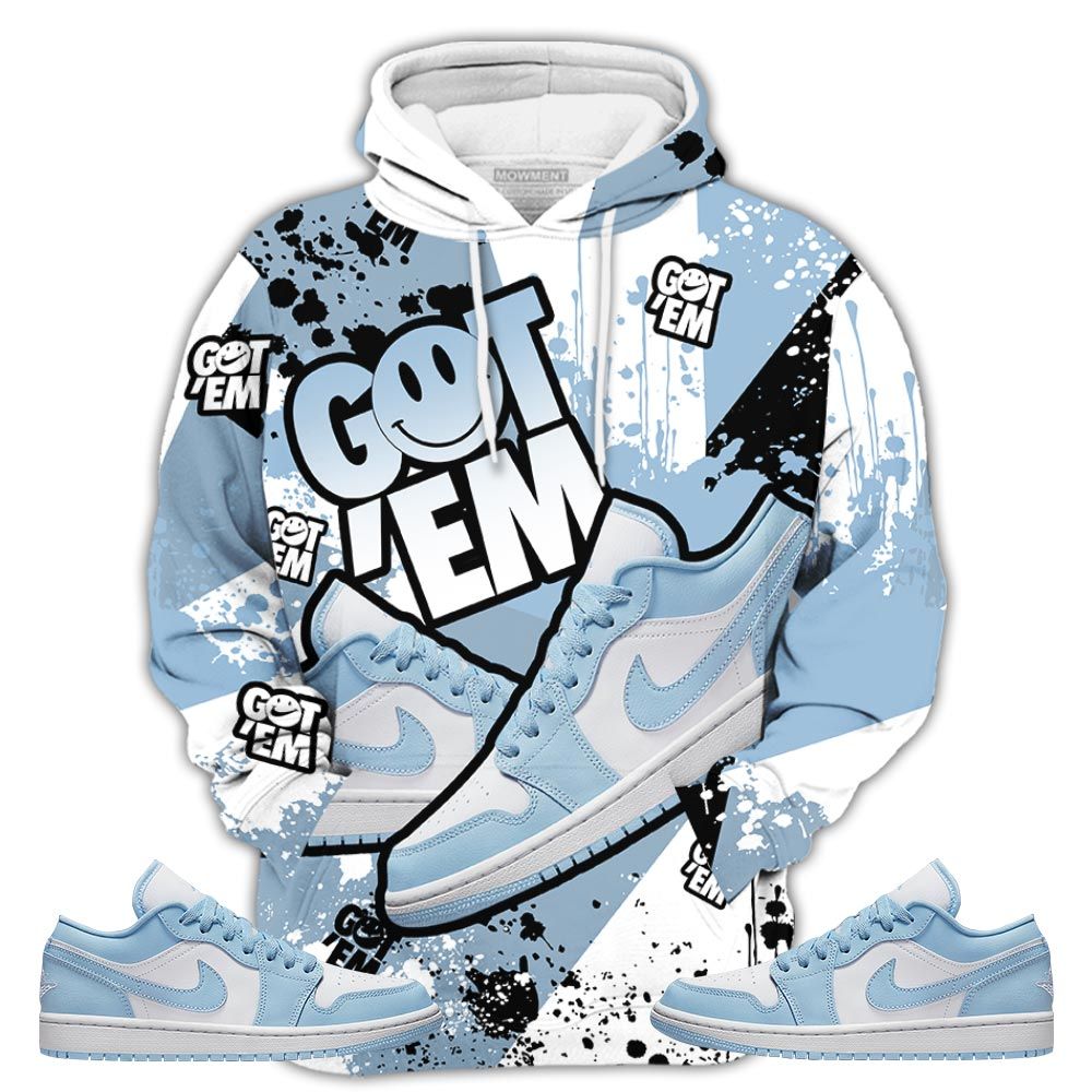 Got Em Shoes Smile Sneaker Shirt Match 1 Low Gets Icy, Jordan 1 Low Ice Blue Hoodie Sweatshirt Tee All Over Print MKO Shirt Got Em Shoes Smile Sneaker Shirt Match 1 Low Gets Icy, Jordan 1 Low Ice Blue Hoodie Sweatshirt Tee All Over Print MKO Shirt