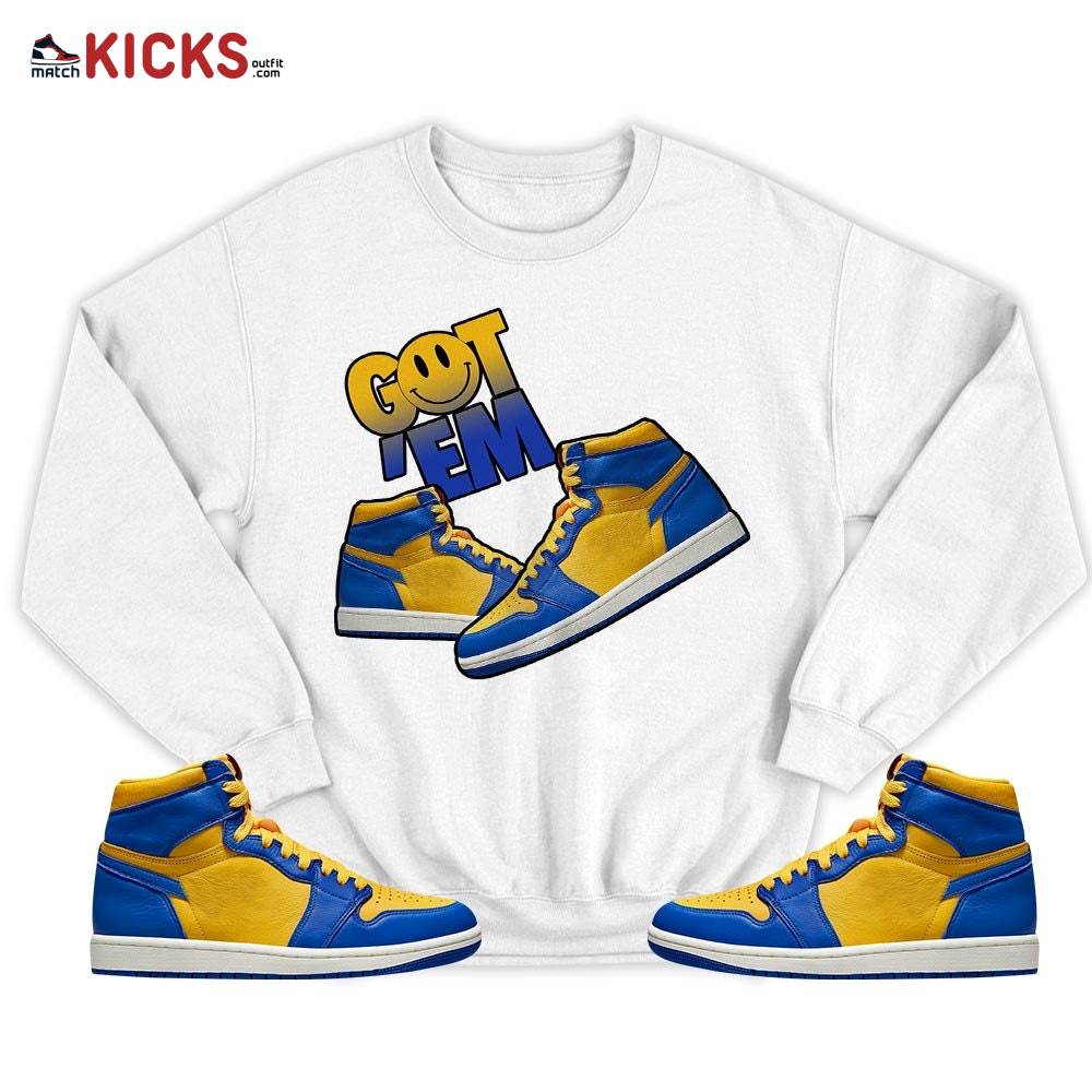 Got Em Shoes Smile Sneaker Shirt Match 2023 Laney 1s, Jordan 1 Retro High Laney MKO T-Shirt Got Em Shoes Smile Sneaker Shirt Match 2023 Laney 1s, Jordan 1 Retro High Laney MKO T-Shirt