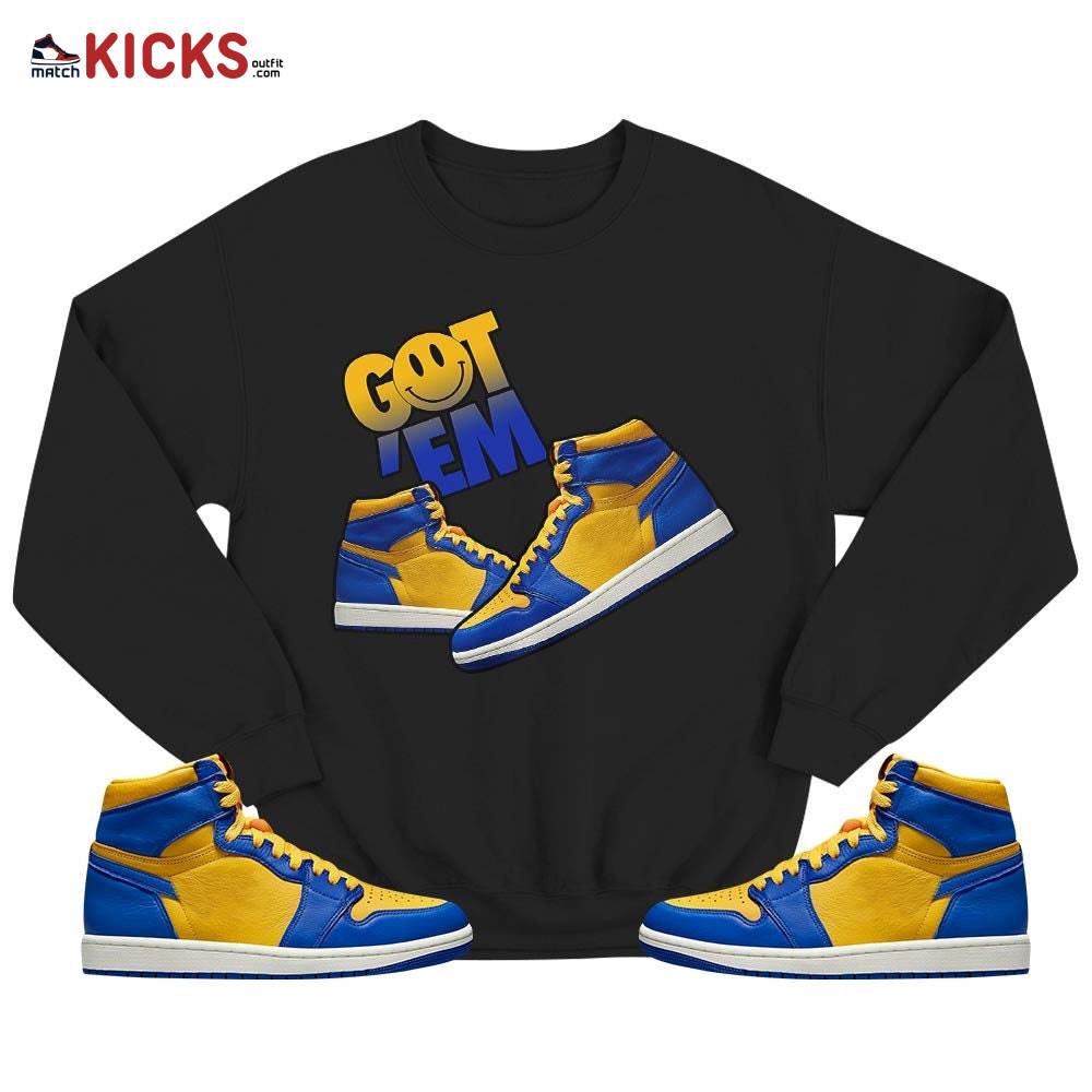 Got Em Shoes Smile Sneaker Shirt Match 2023 Laney 1s, Jordan 1 Retro High Laney MKO T-Shirt Got Em Shoes Smile Sneaker Shirt Match 2023 Laney 1s, Jordan 1 Retro High Laney MKO T-Shirt
