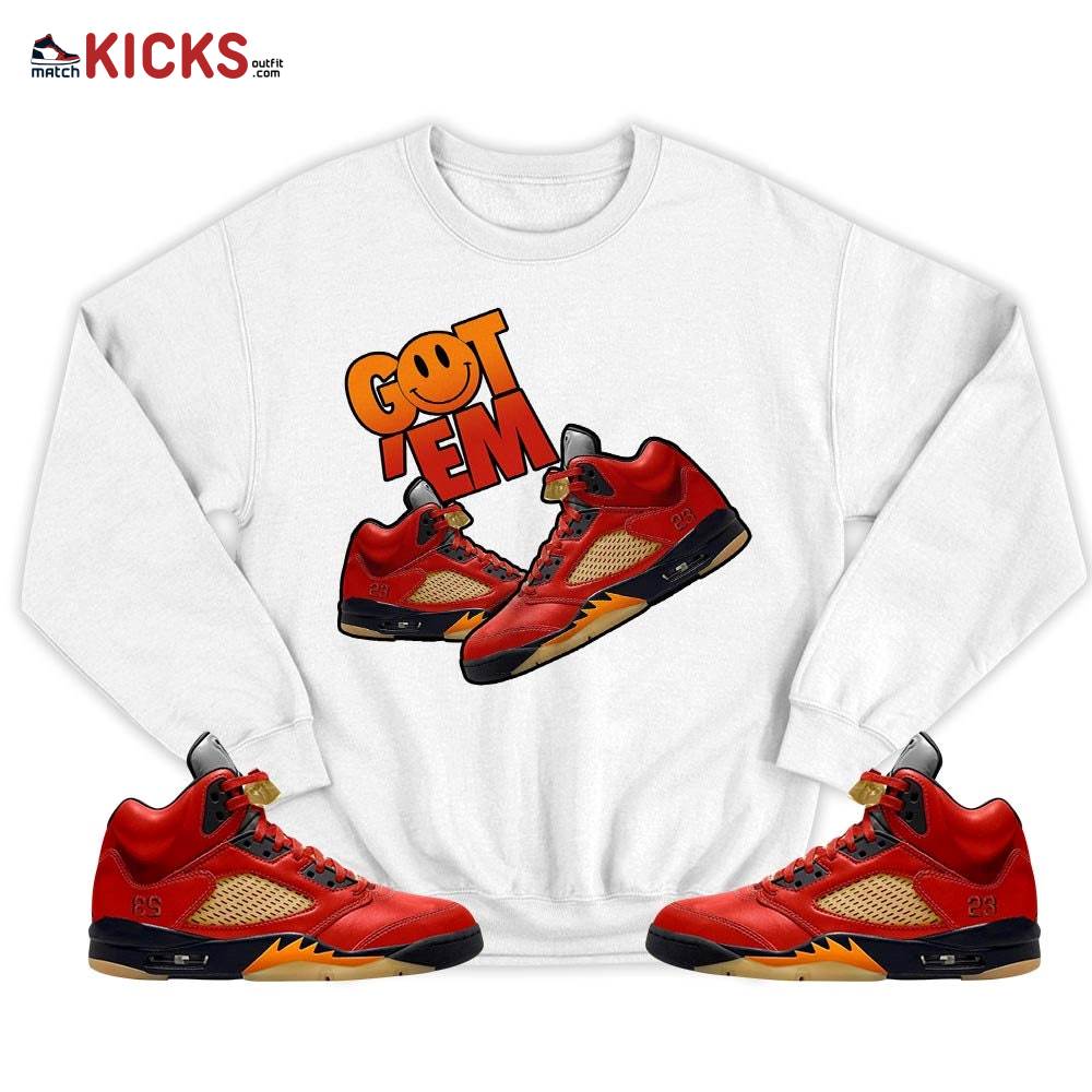 Got Em Shoes Smile Sneaker Shirt Match 5 Dunk On Mars, Jordan 5 Mars For Her MKO T-Shirt Got Em Shoes Smile Sneaker Shirt Match 5 Dunk On Mars, Jordan 5 Mars For Her MKO T-Shirt
