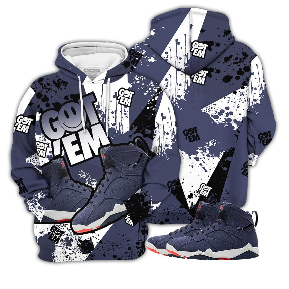 Got Em Shoes Smile Sneaker Shirt Match 7 Neutral Indigo, Jordan 7 Quai 54 Hoodie Sweatshirt Tee All Over Print MKO Shirt