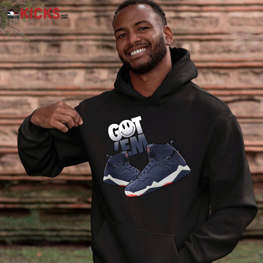 Got Em Shoes Smile Sneaker Shirt Match 7 Neutral Indigo, Jordan 7 Quai 54 MKO T-Shirt Got Em Shoes Smile Sneaker Shirt Match 7 Neutral Indigo, Jordan 7 Quai 54 MKO T-Shirt