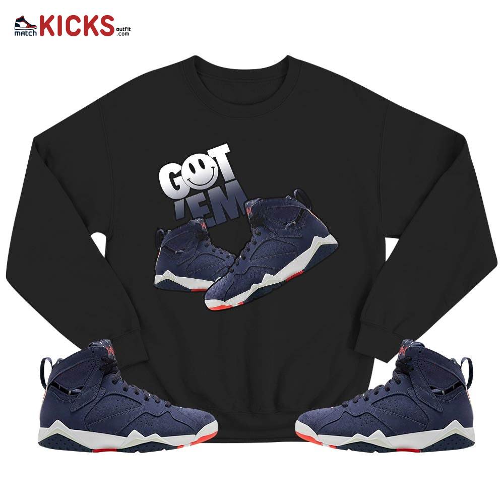 Got Em Shoes Smile Sneaker Shirt Match 7 Neutral Indigo, Jordan 7 Quai 54 MKO T-Shirt Got Em Shoes Smile Sneaker Shirt Match 7 Neutral Indigo, Jordan 7 Quai 54 MKO T-Shirt