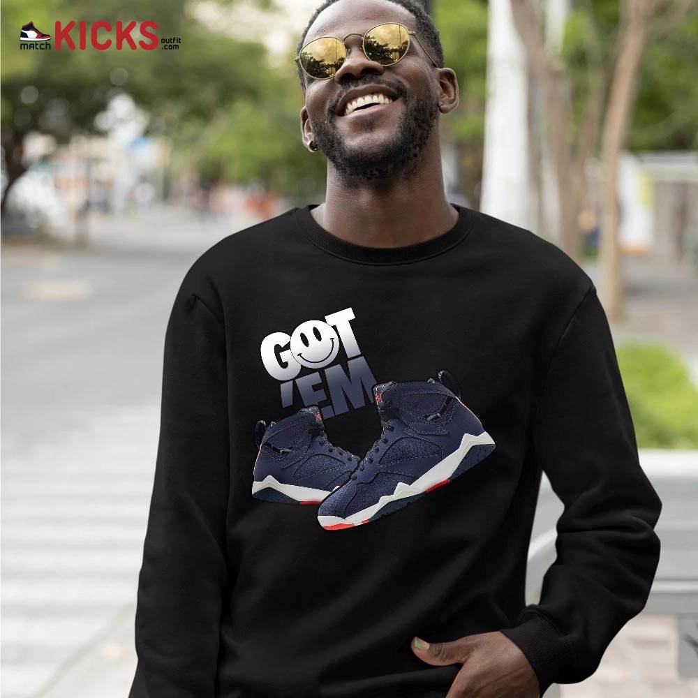 Got Em Shoes Smile Sneaker Shirt Match 7 Neutral Indigo, Jordan 7 Quai 54 MKO T-Shirt Got Em Shoes Smile Sneaker Shirt Match 7 Neutral Indigo, Jordan 7 Quai 54 MKO T-Shirt