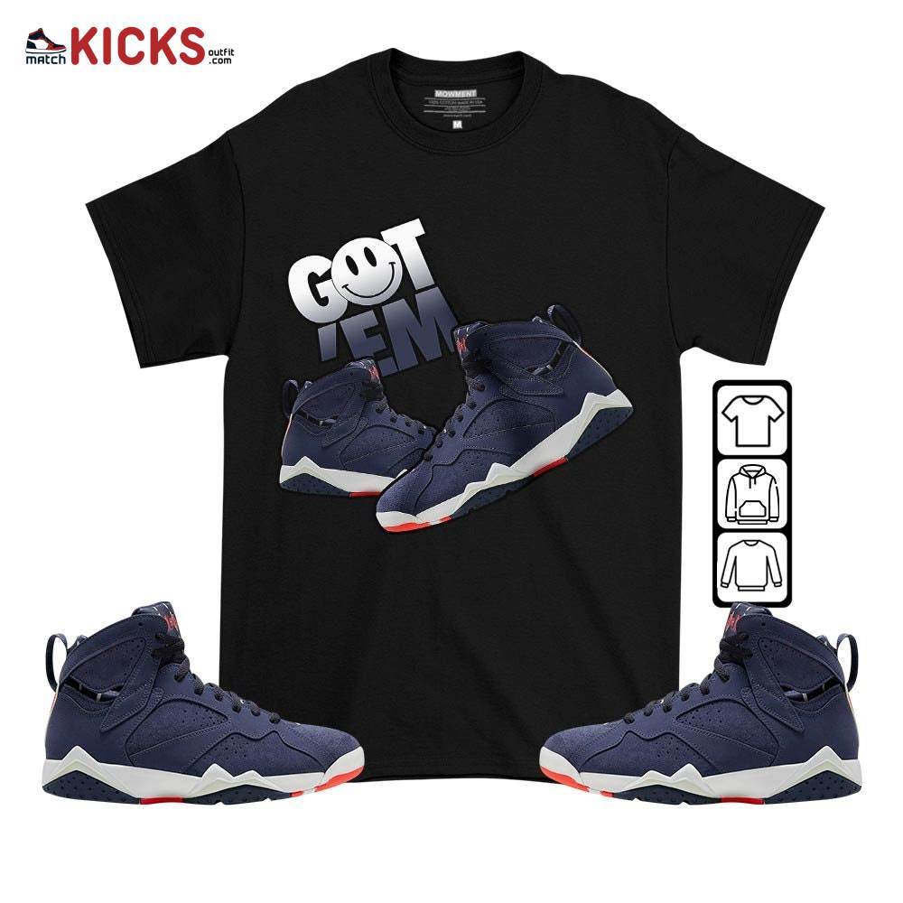 Got Em Shoes Smile Sneaker Shirt Match 7 Neutral Indigo, Jordan 7 Quai 54 MKO T-Shirt Got Em Shoes Smile Sneaker Shirt Match 7 Neutral Indigo, Jordan 7 Quai 54 MKO T-Shirt