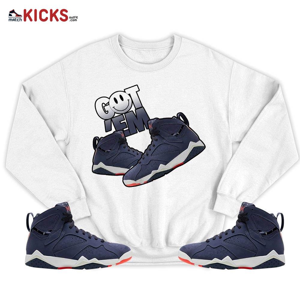 Got Em Shoes Smile Sneaker Shirt Match 7 Neutral Indigo, Jordan 7 Quai 54 MKO T-Shirt Got Em Shoes Smile Sneaker Shirt Match 7 Neutral Indigo, Jordan 7 Quai 54 MKO T-Shirt