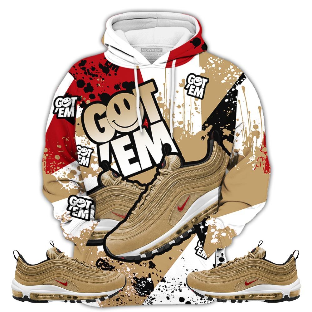 Got Em Shoes Smile Sneaker Shirt Match Air Max 97 Metallic Gold, Air Max 97 Gold Bullet Hoodie Sweatshirt Tee All Over Print MKO Shirt Got Em Shoes Smile Sneaker Shirt Match Air Max 97 Metallic Gold, Air Max 97 Gold Bullet Hoodie Sweatshirt Tee All Over Print MKO Shirt