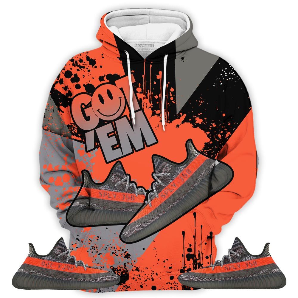 Got Em Shoes Smile Sneaker Shirt Match Boots 350 V2 Dark Beluga, Yeezy 350 V2 Carbon Beluga Hoodie Sweatshirt Tee All Over Print MKO Shirt