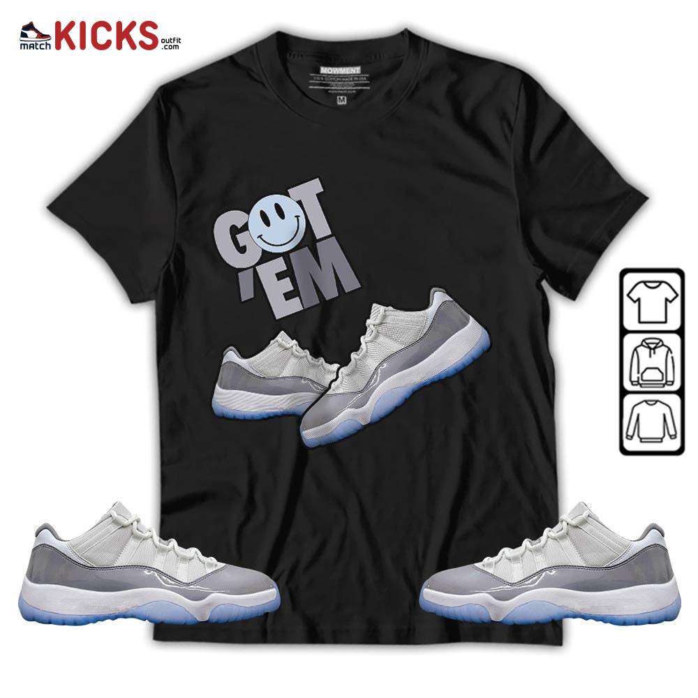 Got Em Shoes Smile Sneaker Shirt Match Cement Grey 11s, Jordan 11 Low Cement Grey MKO Sweatshirt Got Em Shoes Smile Sneaker Shirt Match Cement Grey 11s, Jordan 11 Low Cement Grey MKO Sweatshirt