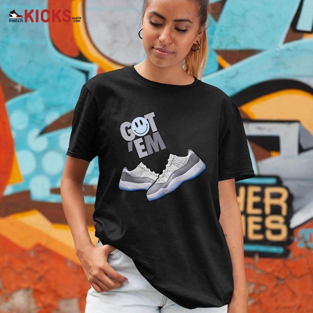Got Em Shoes Smile Sneaker Shirt Match Cement Grey 11s, Jordan 11 Low Cement Grey MKO Sweatshirt Got Em Shoes Smile Sneaker Shirt Match Cement Grey 11s, Jordan 11 Low Cement Grey MKO Sweatshirt