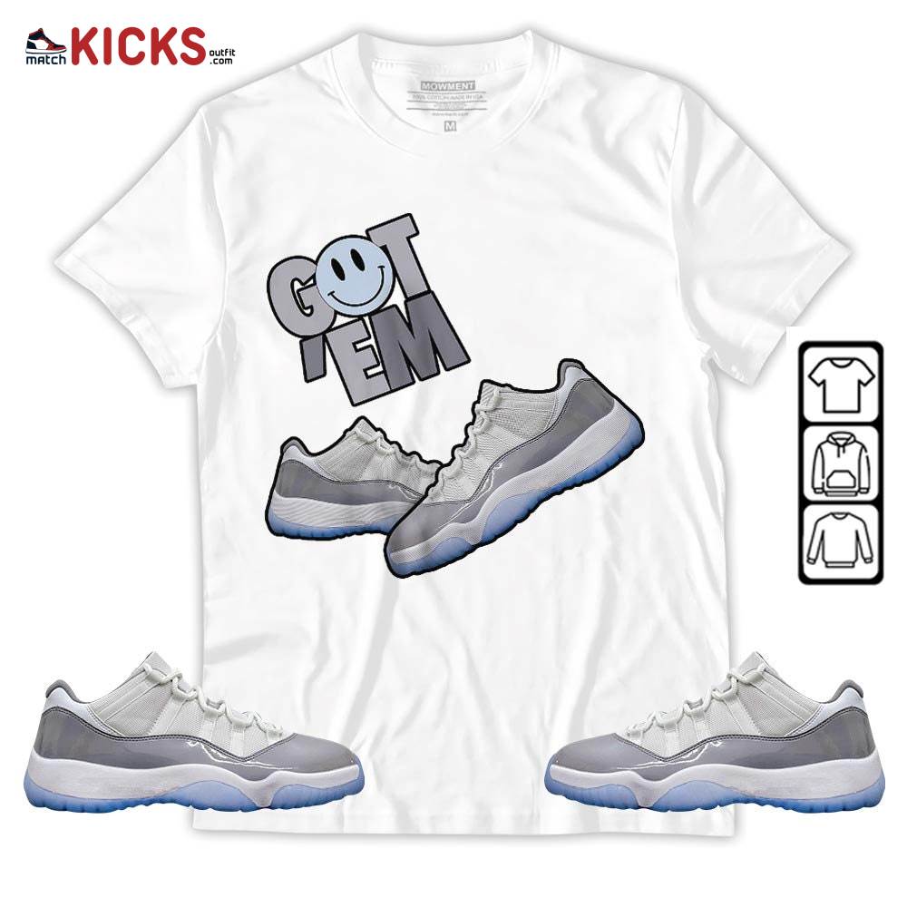Got Em Shoes Smile Sneaker Shirt Match Cement Grey 11s, Jordan 11 Low Cement Grey MKO Sweatshirt Got Em Shoes Smile Sneaker Shirt Match Cement Grey 11s, Jordan 11 Low Cement Grey MKO Sweatshirt