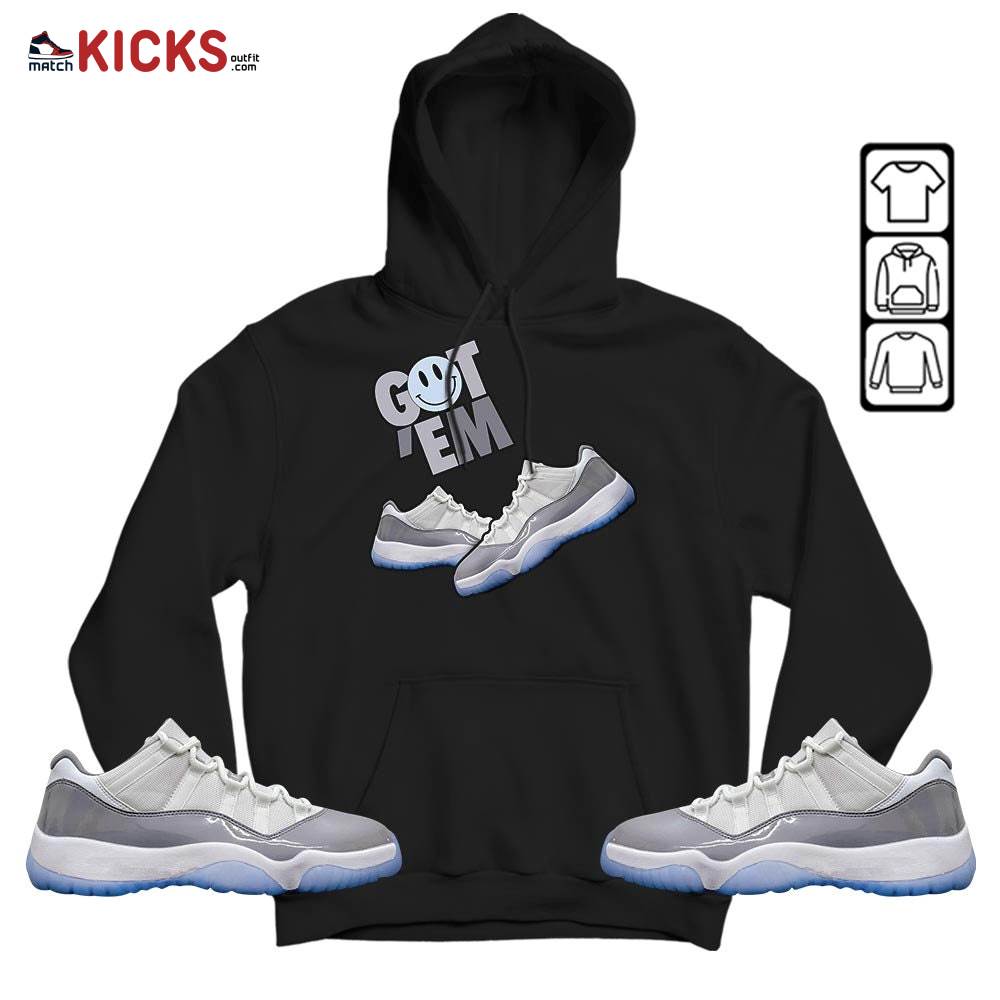 Got Em Shoes Smile Sneaker Shirt Match Cement Grey 11s, Jordan 11 Low Cement Grey MKO Sweatshirt Got Em Shoes Smile Sneaker Shirt Match Cement Grey 11s, Jordan 11 Low Cement Grey MKO Sweatshirt