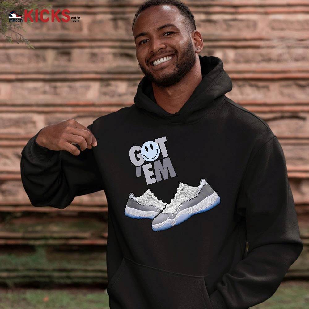Got Em Shoes Smile Sneaker Shirt Match Cement Grey 11s, Jordan 11 Low Cement Grey MKO Sweatshirt Got Em Shoes Smile Sneaker Shirt Match Cement Grey 11s, Jordan 11 Low Cement Grey MKO Sweatshirt